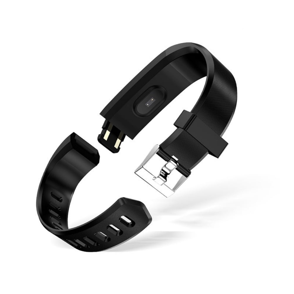 Smart Wristband Bracelet IP67 Waterproof Passometer Blood Pressure Heart Rate Sleeping Monitor Sedentary Reminder Watch Only Strap Black