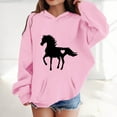 thumbnail image 2 of Big Girls Hoodies Sweatshirts Winter Warm Pullover With Pocket Cute Horse Print Long Sleeve Hooded Sweatshirt Kids Clothes Pink Size 12-13T, 2 of 4
