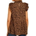 thumbnail image 4 of Women Ruffled Sleeve Button Closure Polka Dots Printed Pleated Shirt,2XL, 4 of 7