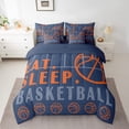 thumbnail image 2 of Basketball Bed in a Bag Twin Sport Game Ball Theme Comforter Set with Sheets Basketball Room Decor Bed Set Sports Bedding Sets Teen Sports Sheets 7 Pcs Navy Blue Orange, 2 of 5
