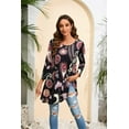 thumbnail image 3 of ENMAIN Women's Plus Size Tops 3/4 Sleeve Shirts Black Floral Blouses Tunic Top Wear with Leggings 3XL, 3 of 8