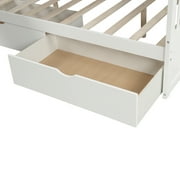 Euroco Wood Twin over Full Bunk Bed with 2 Drawers and Slide, Storage Staircase for Bedroom, White