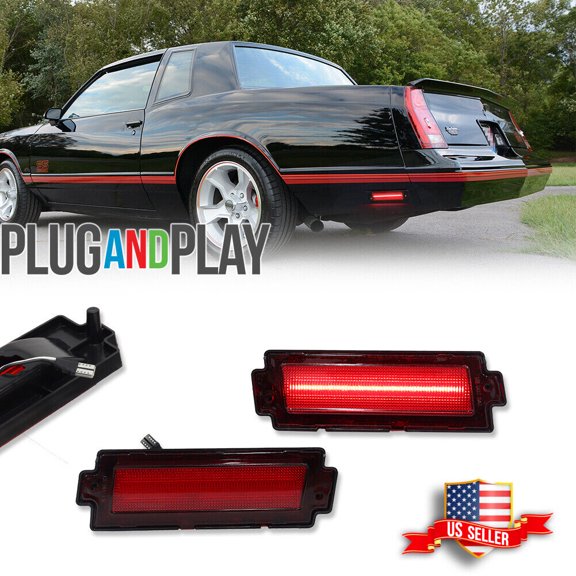 GTINTHEBOX For 1981-1988 Chevy Monte Carlo SS Red LED Rear Bumper Side Marker Signal Lights