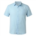 thumbnail image 4 of Camisas Casuales de Corta con Botones para Hombre, con Textura, para Playa y Verano, con Bolsillo Azul S, 4 of 10