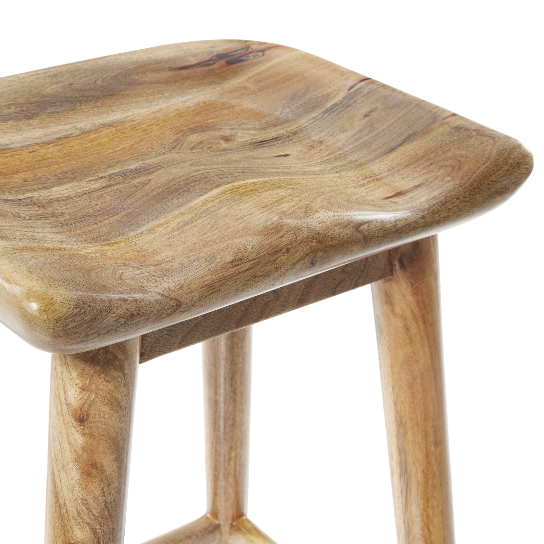 DecMode Wood Bar Stool with Footrest, Brown