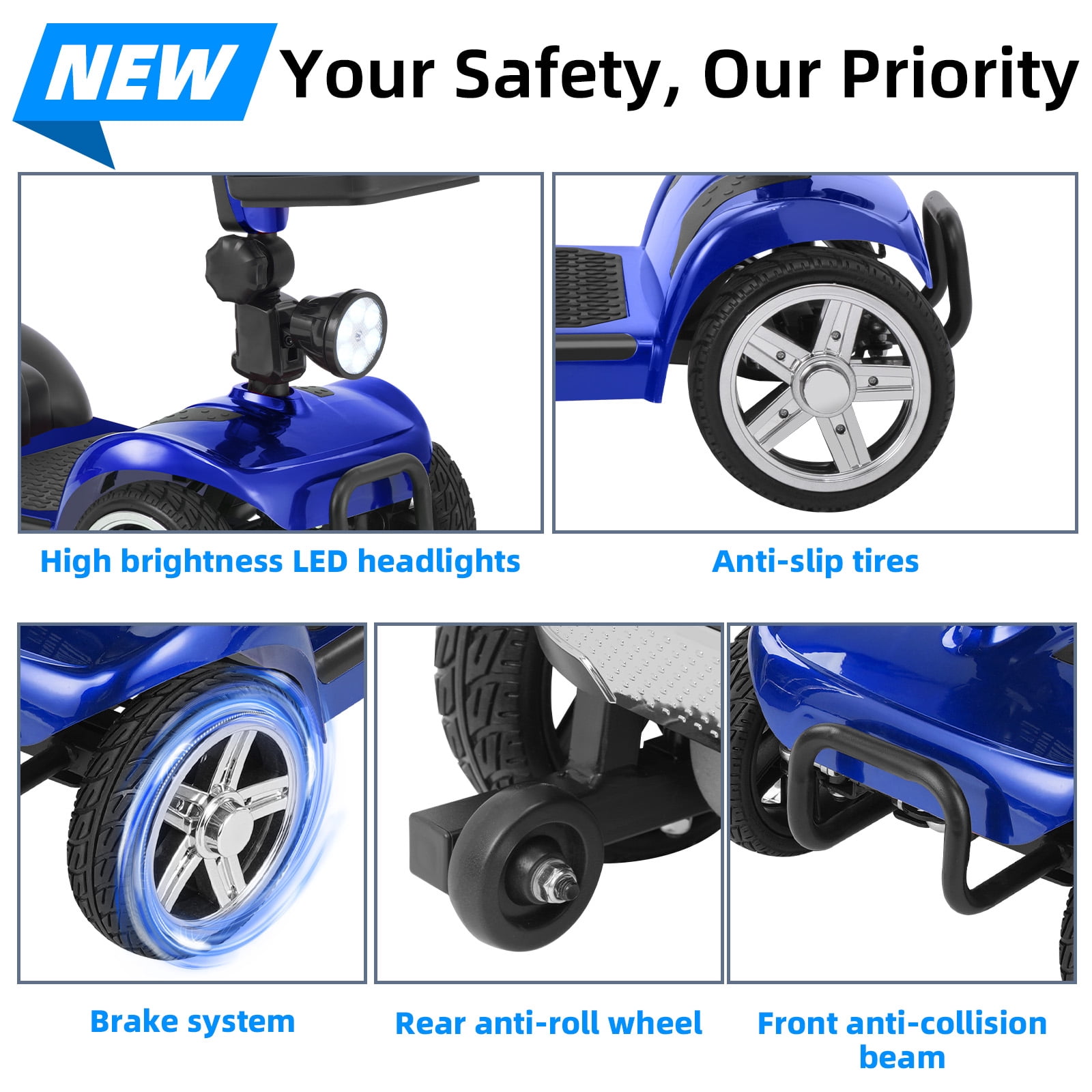 Mbxcooter 15/30 Miles Mobility Scooter,4-Wheel Mobility Scooter for Adults,Seniors,350W Electric Powered Wheelchair Device,Compact Duty Mobile for Travel with Dual Baskets, Rotating Seat