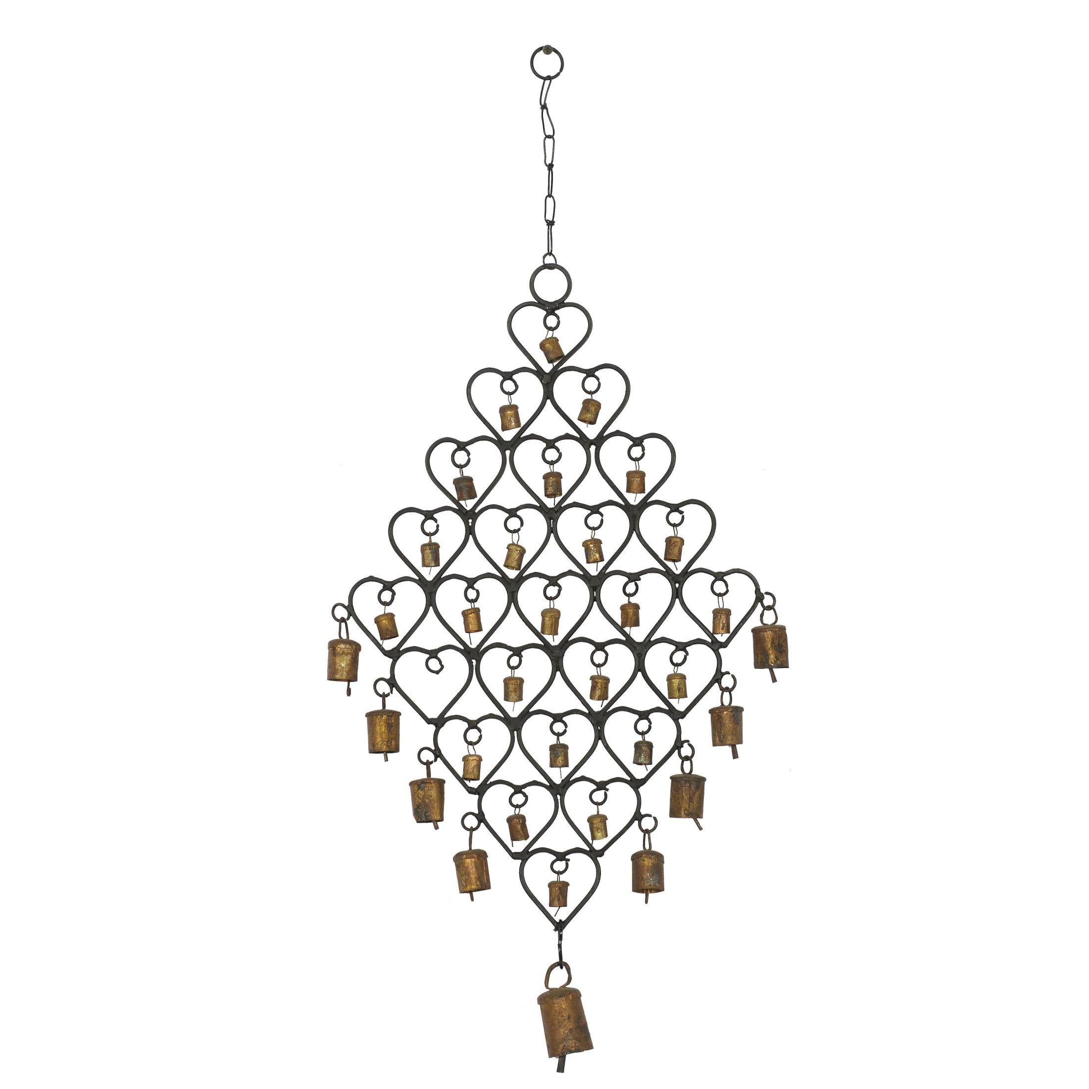 DecMode 30" Brass Metal Bell Windchime with Bells