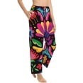 thumbnail image 2 of Daiia Colorful Floral Embroidery Mexican Women's Sleep Pant with Pockets and Drawstring,Pajama Pants-Medium, 2 of 9