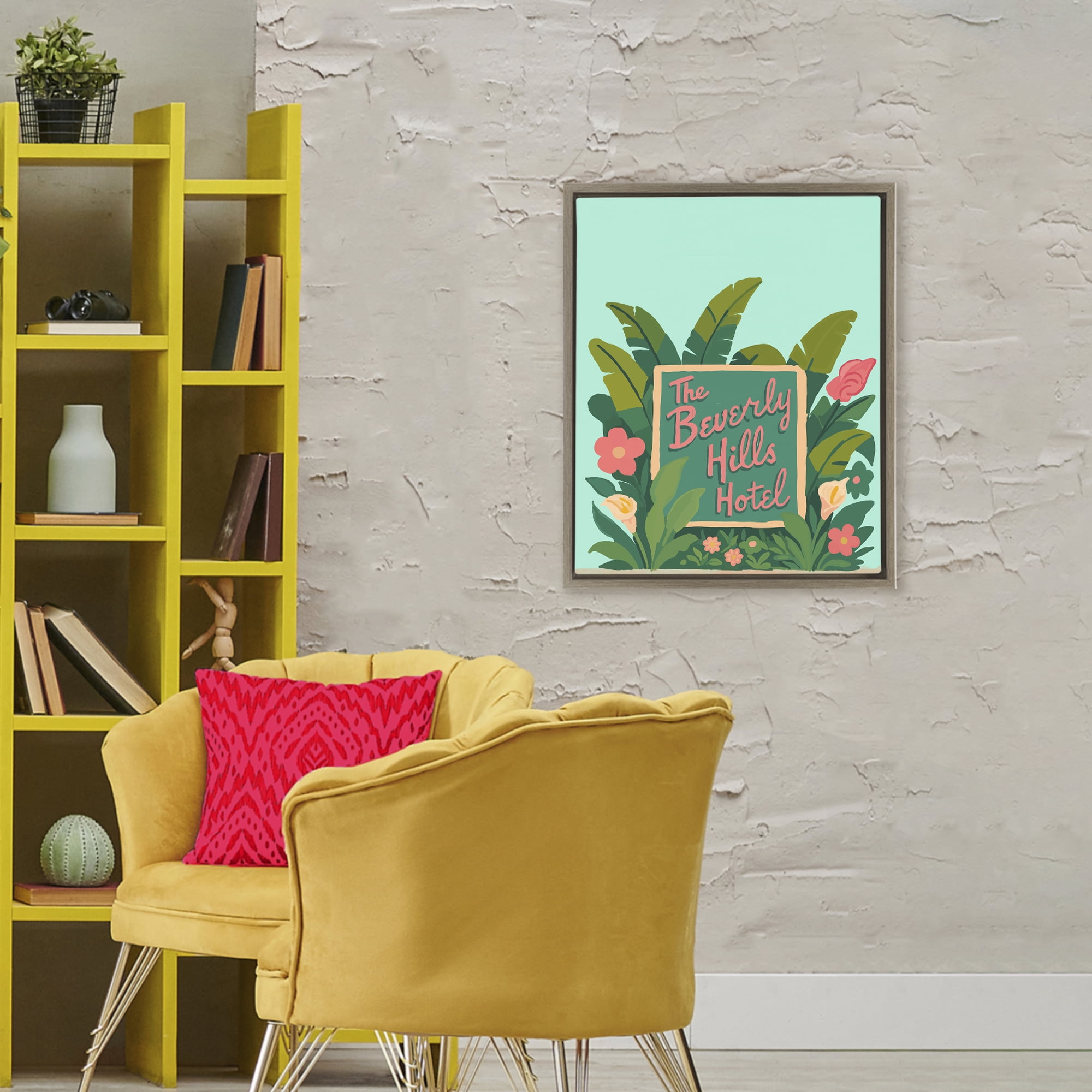 Stupell Industries Beverly Hills Hotel Brown Framed Floater Canvas Wall Art, design by Amelia Noyes