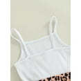 thumbnail image 6 of Franhais Kid Girl Sleeveless Romper, Dot/Floral/Leopard Printed Patchwork Sling Playsuit with Belt, 6 of 8