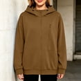 thumbnail image 2 of Levmjia Women's Hoodie Sweatshirt Asymmetric Zip Pocket Long Sleeve Casual Loose Fit Pullover with Drawstring for Fall Winter, 2 of 7