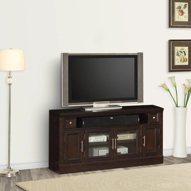 FC Design Transitional 60" TV Stand with Soundbar Shelf, Drawers, and