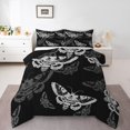 thumbnail image 2 of Erosebridal Gothic Moth Bedding Twin Comforter Set, Skull Down Comforter, Mandala Style Decor, Reversible 2 Pieces, 2 of 8