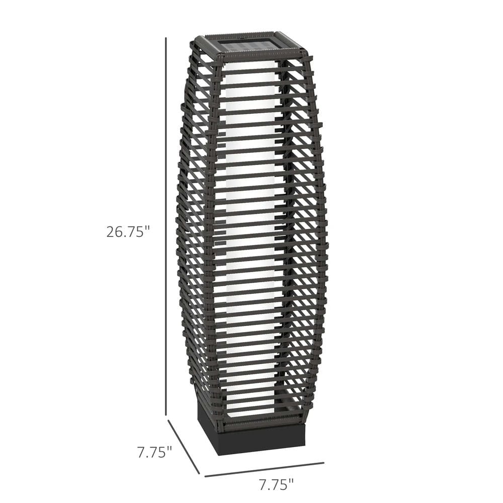 Topcobe Solar Floor Lamp, Outdoor Rattan Garden Lantern Pathway Light & Decorative Driveway Lighting with Auto On/Off LED Lights, Outside for Patio Backyard Garden Porch, Yard, Lawn, Gray