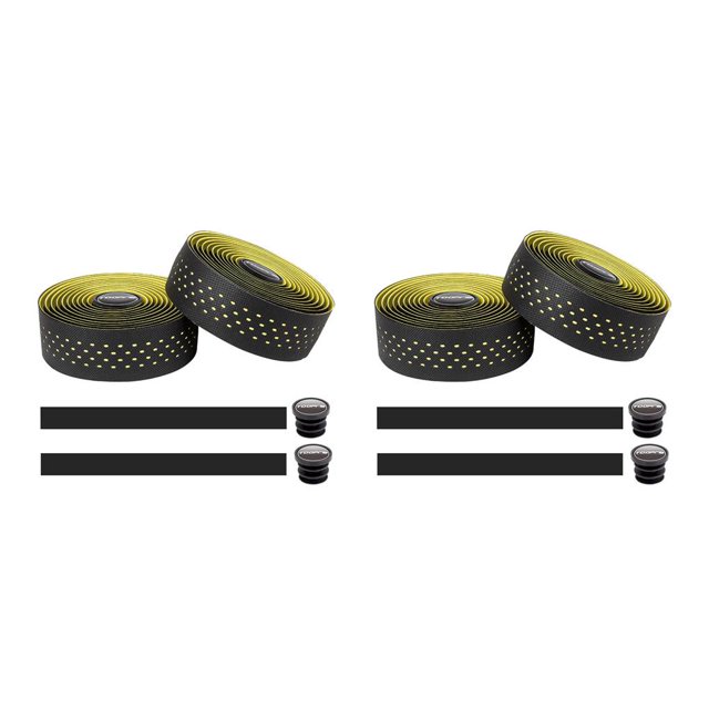 Transemion 2pcs Bike Handlebar Tapes Anti-slip Road Wraps Waterproof Shock Absorption Self Adhesive Riding Damping Straps Decoration Yellow 2Set