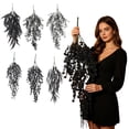 thumbnail image 6 of Halloween Black Artificial Eucalyptus Wall Hanging Stem Faux Floral Spooky Home Decor Creepy for Door Mantel Party Indoor, Black #4, 31.5in, 2 pcs, 6 of 8