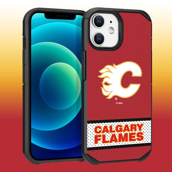 Apple iPhone iPhone 12 Pro (6.1) -NHL Licensed Calgary Flames Team Logo on Jersey Textured Dual Layer Case
