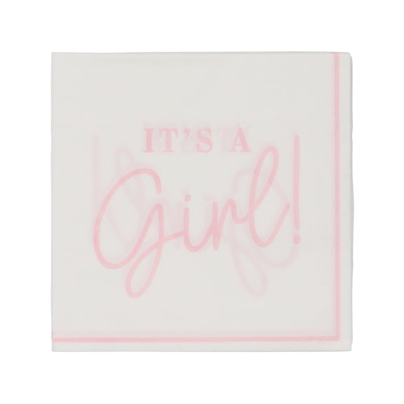 Celebrate It Cocktail Napkins – “It’s a Girl!” Baby Shower Disposable Napkins - Pink/White - 4.8" x 4.8" - 24 Packs (480 Total)