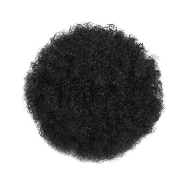 QualitChoice Afro Synthetic Hair Bun Curly Ponytail Caterpillar Extension African American Exaggerated Style Wig with Drawstring Type 1B 1 Pc
