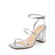 thumbnail image 1 of Sandalias de Mujer DREAM PAIRS con Tacón Grueso de 8 cm Plata y Tiras, 1 of 7