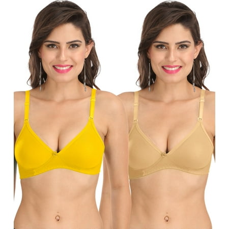 

Ossirrio Women s Everyday Non Padded Non Wired 3/4th Coverage T-Shirt Bra with Free Transparent Strap