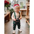 thumbnail image 5 of Cjfdfy Newborn Baby Boy Christmas Outfit Red Truck Tree Print Long Sleeve Romper And Print Overalls And Santa Hat 3Pcs Infant Cute My First Christmas Fall Winter Clothes 0-18M, 5 of 9