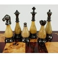thumbnail image 3 of Brass Metal Black Chrome  Black W/ Wood Inserts Staunton Chess Men Set NO Board, 3 of 4