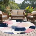 thumbnail image 4 of Round Rugs 5Ft, Navy Blue Pink Art Round Area Rug Washable Indoor Throw Carpet, Abstract Contemporary Luxury Soft Non Slip Circle Rug for Cabinet Bathroom Home Decor Aesthetic, 4 of 8