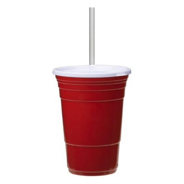 Red Cup Living Vaso con Tapa y Pajita, 24 oz, Rojo