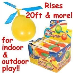 BALLOON HELICOPTER FLYING TOY KIDS BOYS PARTY BAG FILLER LOOT OUTDOOR FUN FLY 