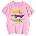 thumbnail image 5 of Girls Tshirts Summer Casual Alligators Print Round Neck Short Sleeve Tees Girls' Tops Light Pink 6-7 Years, 5 of 5