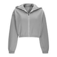 thumbnail image 4 of Mgmyaa Women's Zip Up Hoodie Long Sleeve Oversized Solid Color Fall Winter Hooded Jacket Casual Loose Fit Sweatshirt Top, 4 of 7
