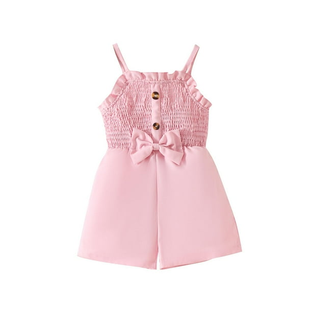 Odeerbi 1-5 Años Mono de Verano Para Niñas Camisola Plisada de Algodón Mono Con Lazo
