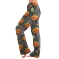thumbnail image 2 of Watercolor Spiderweb Halloween Pajama Pants for Women, Fuzzy Lounge Bottoms with Pumpkin & Ghost Print, Soft Elastic Waist Flannel Sleep Trousers, 1 Pair Saffron XXXL, 2 of 6
