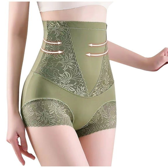 Ohufall Women's High Waist Shapewear Panties Fashion Solid Floral Pattern Shaping Briefs Stretchy Breathable Hip-lifting Tummy Control Underwear