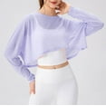 thumbnail image 2 of FAIWAD Womens Athletic Sun Shirts Long Sleeve V Neck Mesh Crop Tops Lightweight Workout Yoga Clothing, 2 of 5