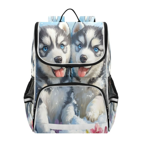 YAZAOO School Backpack Travel Bag Bookbags Bookbags Huskies in Bloom Pattern