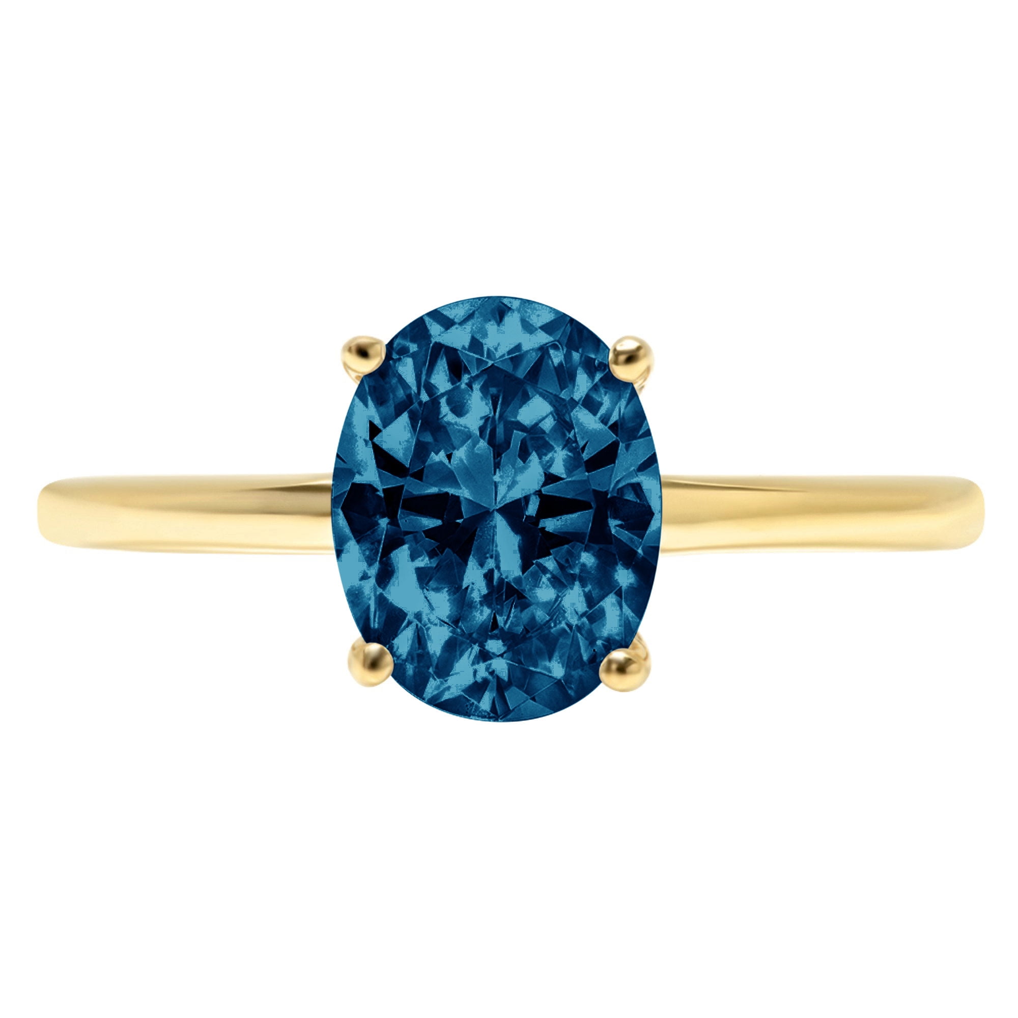 4.5 Ct Oval Cut London Blue Topaz 14K Yellow Gold Over Solitaire Engagement Ring 