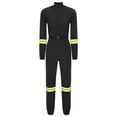 thumbnail image 3 of Haitryli Women's Firefighter Costume Adult Halloween Dress Up One Piece Reflective Stripes Jumpsuit Black XL, 3 of 5