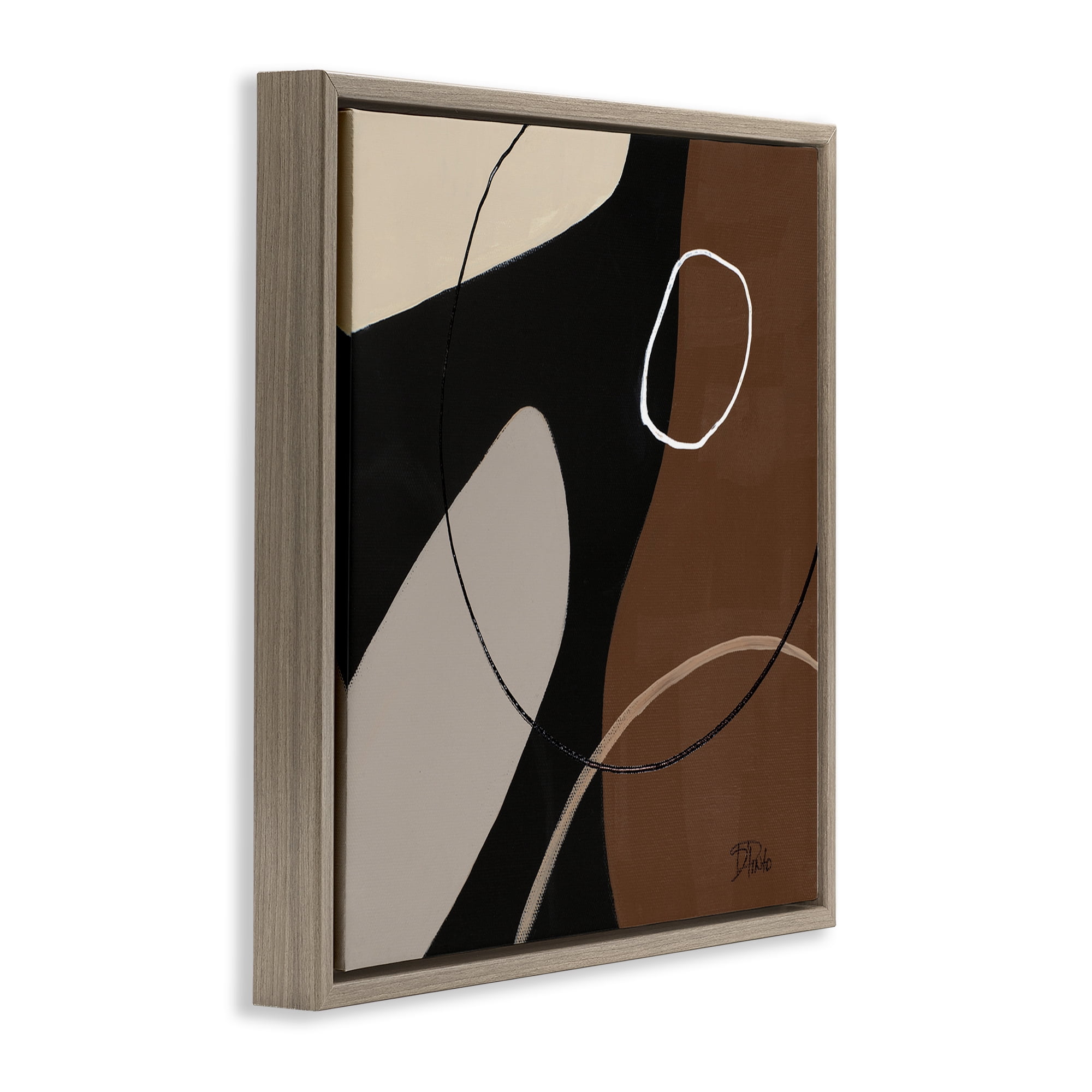 Stupell Industries Minimal Project Shapes Abstract Painting Brown Floater Framed Canvas Art Print Wall Art, 25 x 25