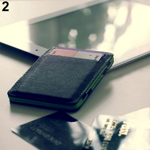 Lubelski Mens Fashion Faux Leather Magic Credit Card ID Money Clip Slim Wallet Holder