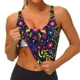 thumbnail image 3 of Balery Colorful Mexican Sujetadores deportivos con espalda cruzada para mujer, acolchados, sin costuras, de alto impacto, ideales para yoga, gimnasio, entrenamiento y fitness.-Small, 3 of 8