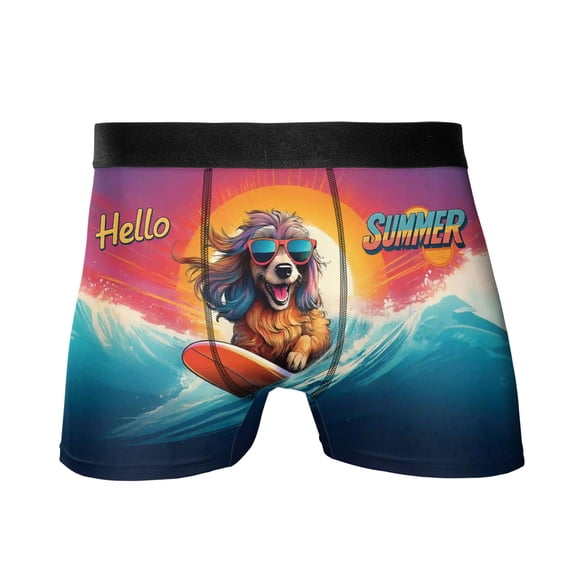 Retro Surfing Afghan Hound in Cool Sunglasses Hello Summer Waves All Over Print Boxer Briefs Underwear for Men Dad Dog Lover - 10001
