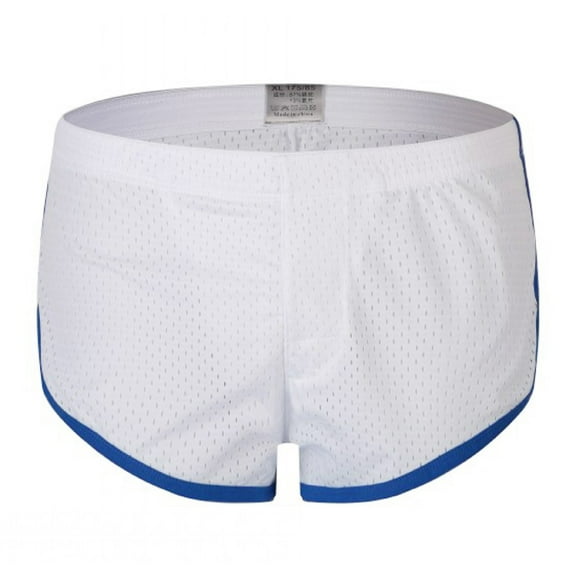 khonts,Men's See Boxer Briefs Sexy Mesh Underwear Split Side Loose Lounge Breathable Underpants White XL