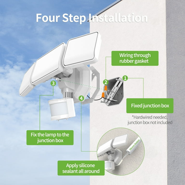 3-Head Security Light, 4000 Lumens, 180° Motion Sensor, 120V photo 8
