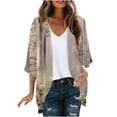 thumbnail image 2 of Yievot Cardigans for Women Floral Print Open Front 3/4 Sleeve Cardigan Lightweight Breathable Vacation Tops, 2 of 5