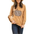 thumbnail image 2 of Chandail en Molleton Drôle Citrouille Halloween pour Femmes, Chandail Graphique Léopard, Manches Longues, Col Rond, T-Shirt, 2 of 4