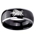 thumbnail image 2 of Tungsten Wild Boar 8mm Glossy Black 2 Tone Dome Polished Edges Men Ring, 2 of 2