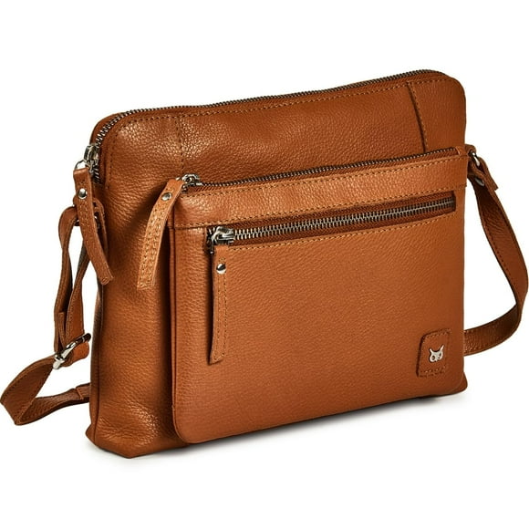 Bolso bandolera Wise Owl Accessories de cuero pequeño para mujer