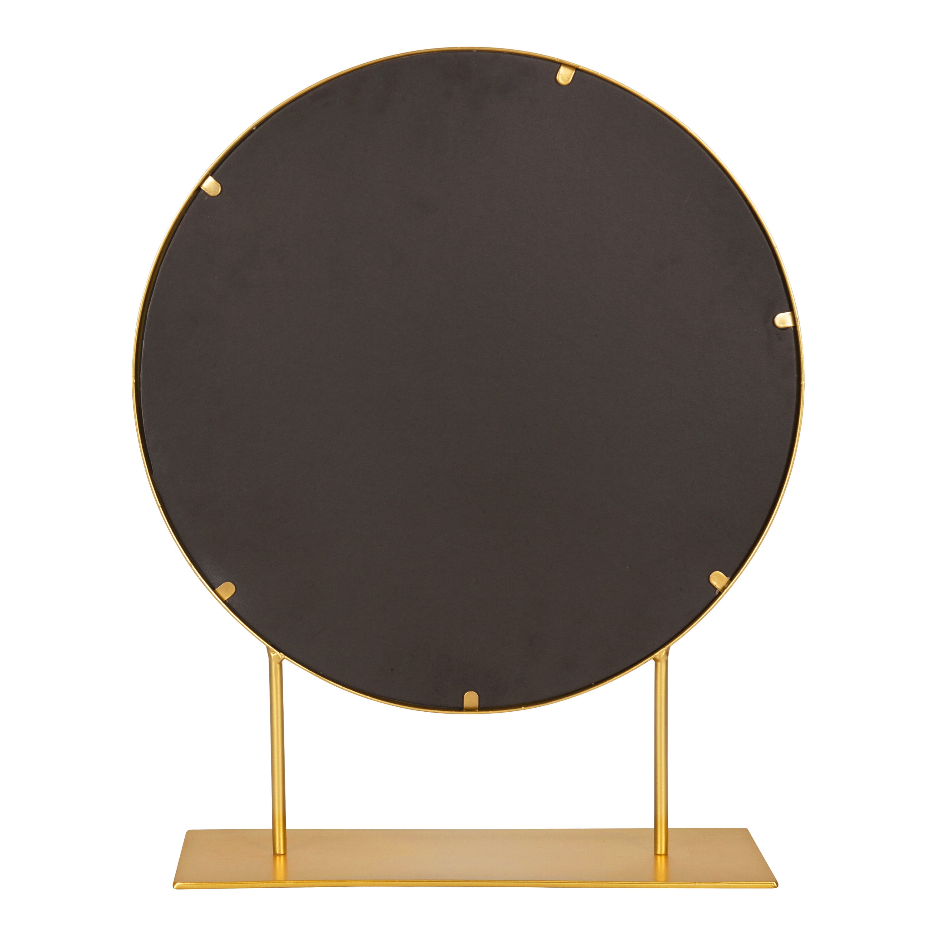 Kate and Laurel Rouen Modern Glam Round Metal Frame Table Mirror with Stand, Gold